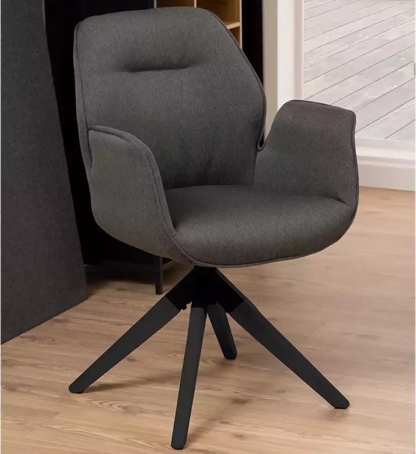SMUK Eetkamerstoel Draaibaar Yrene Donker Grijs Zwart