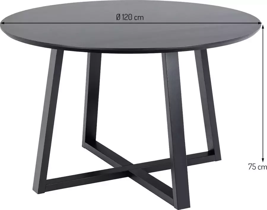 SMUK Eettafel Ø 120 cm Blake Zwart