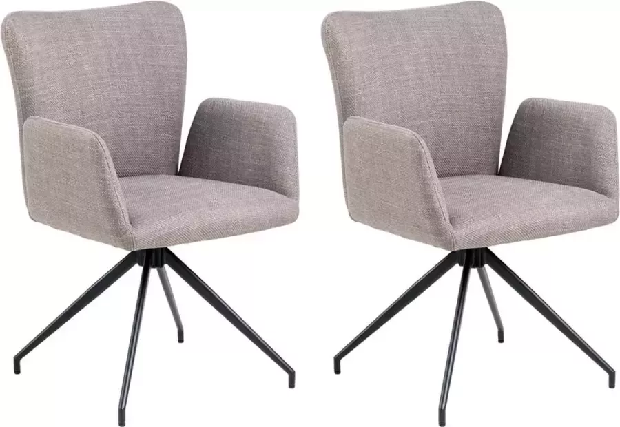 SMUK Kylie Eetkamerstoel Draaibaar Licht Grijs 2 Stuks
