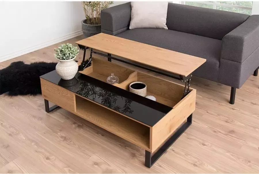 SMUK Lift-Up Salontafel 110 cm Leya Eik Zwart