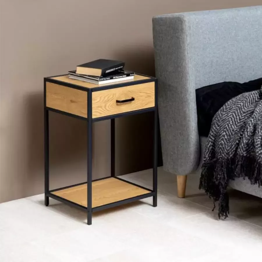 SMUK Chelsea Nachtkastje Eik Zwart 1 lade