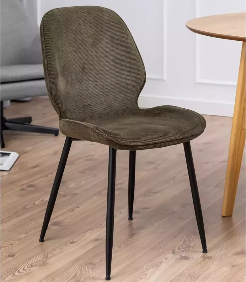 SMUK Ribstof Eetkamerstoel Aurora Olijf Groen