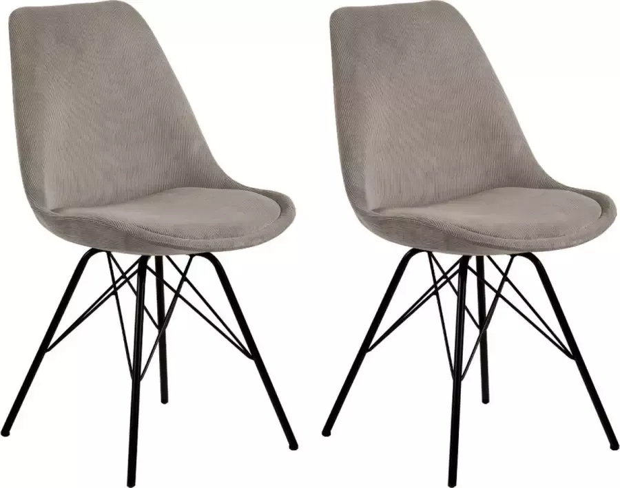 SMUK Ribstof Eetkamerstoel Erina Beige 2 Stuks