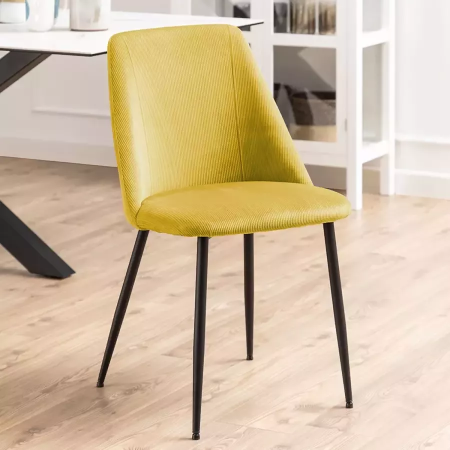 SMUK Ribstof Eetkamerstoel Lily Geel