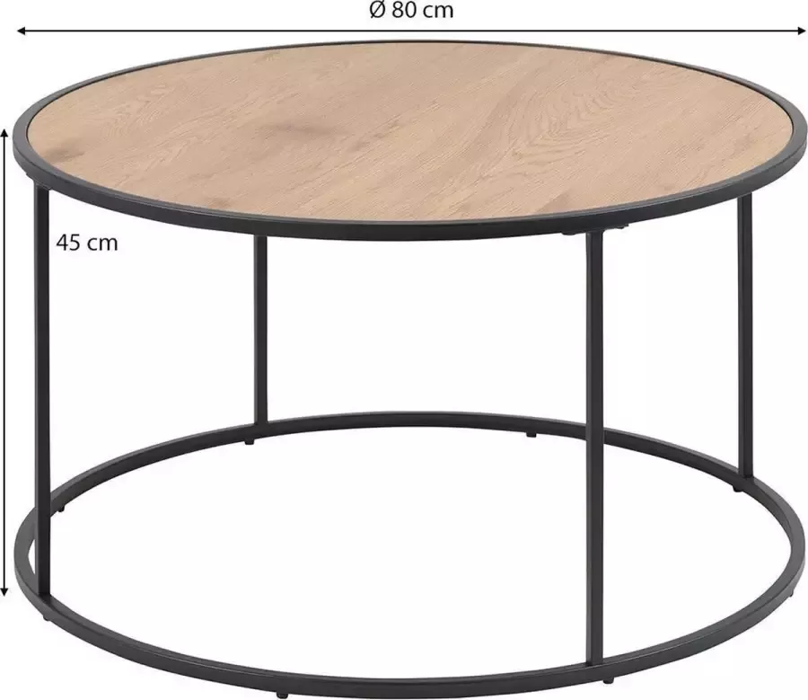 SMUK Salontafel Ø 80 cm Chelsea Zwart Eik