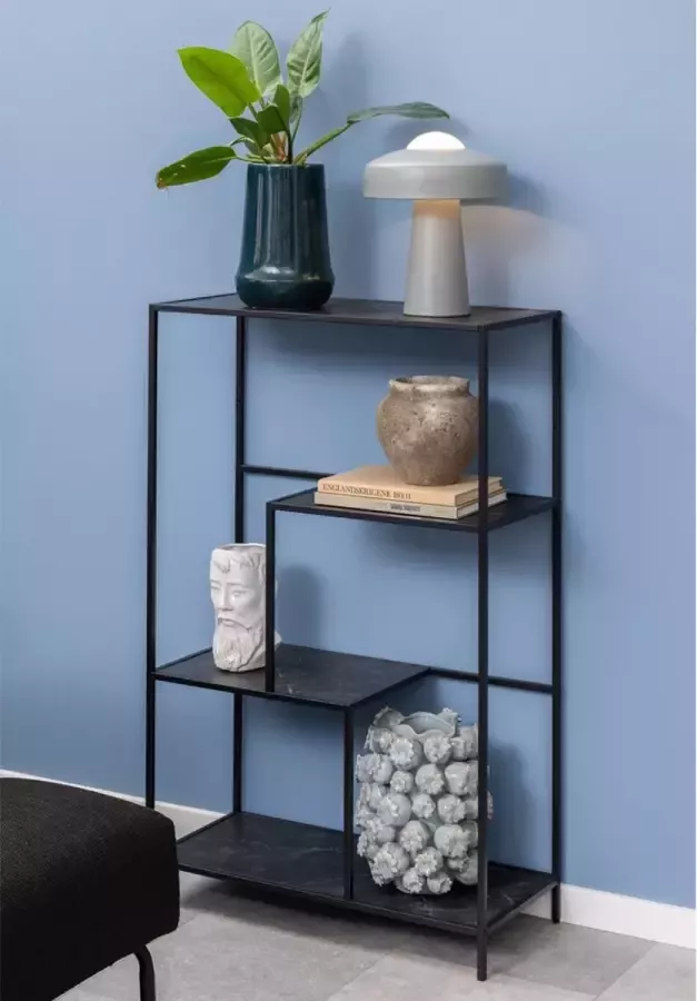 SMUK Stellingkast Finja Marmer Zwart 72 x 32 x 114 cm
