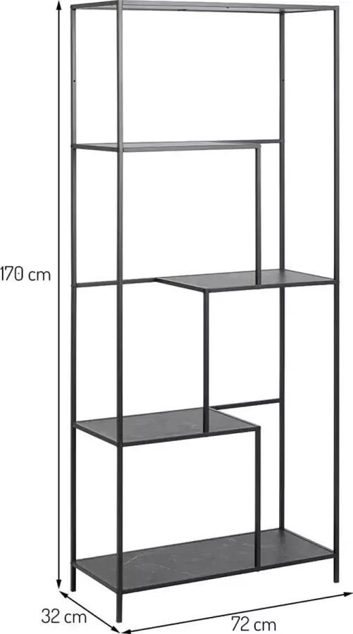 SMUK Stellingkast Finja Marmer Zwart 72 x 32 x 170 cm - Foto 2