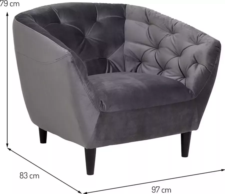 SMUK Velvet Fauteuil Salem Donker Grijs - Foto 1