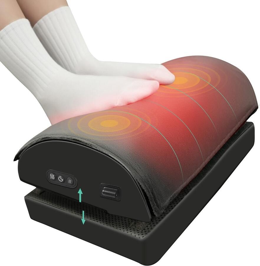 SNAILAX voetenbank met verwarming voetenbank onder bureau met vibratiemassage voetenbank voetenkussen met dubbele hoogteverstelling voetenwarmer ergonomisch thuiskantoor