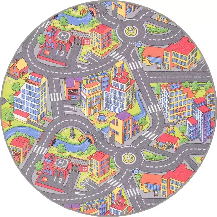 Snapstyle Kinderspeeltapijt Kleine Stad 3D Rond