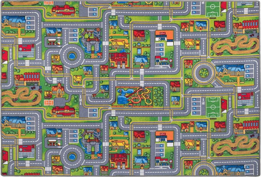 Snapstyle Vloerkleed speelkleed 140 x 200 cm Kinder speeltapijt Avonturenland stratenplan