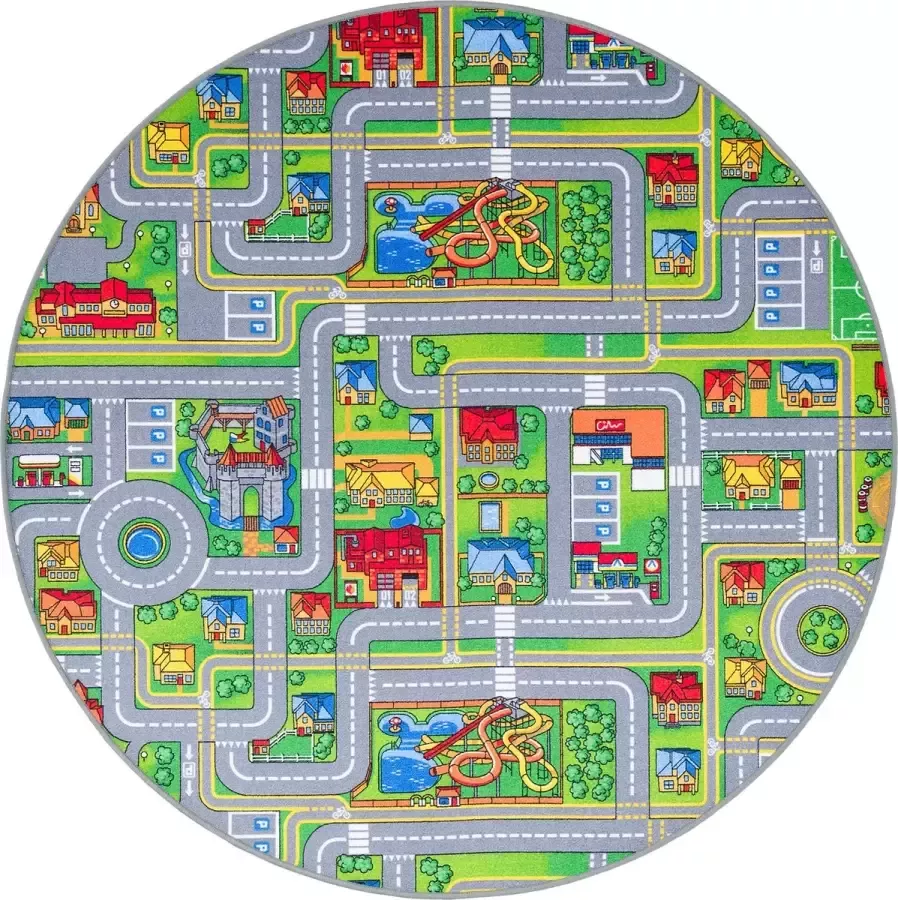 Snapstyle Vloerkleed Kinderspeeltapijt Avonturenland Kleurrijke Ronde