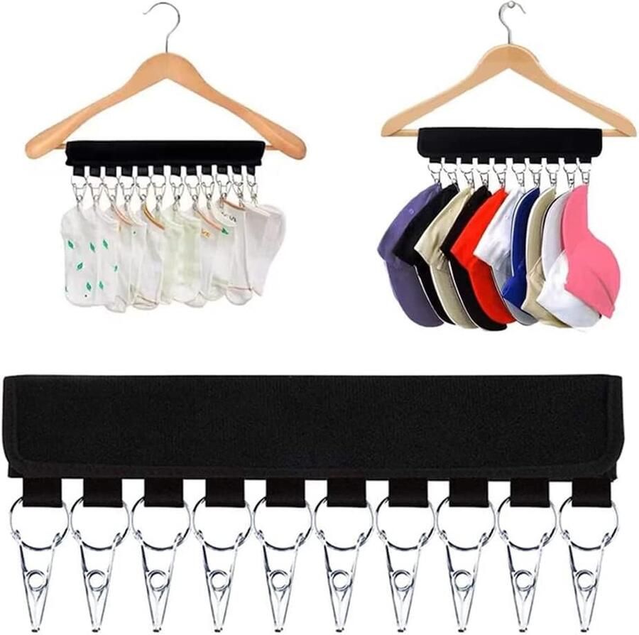 SNQ 1 ST Cap Organizer Hanger Baseball Cap Houder met 10 RVS Clips voor Kast Hoeden Sokken Sjaals Tie Opslag Over de Deur voor Reizen Hotel Thuis Garderobe