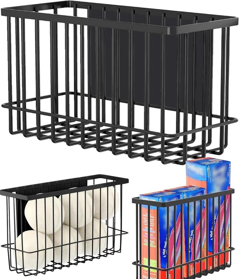 SNQ 1 stuks Opbergdozen voor keukenkastdeuren Zelfklevende opbergdozen voor kleine artikelen in kasten badkamers koelkasten Zwart