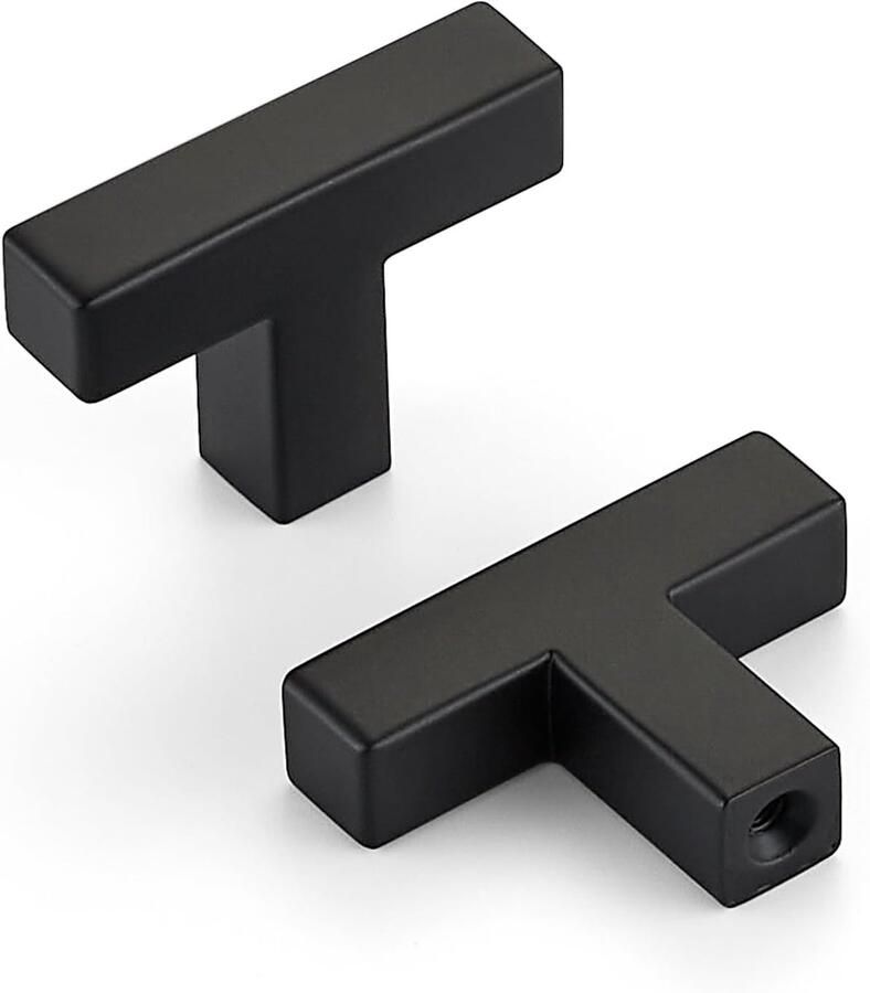SNQ 2 stuks Kastgrepen Ladegrepen Enkel gat Rechthoekige vierkante buisgrepen Met schroeven Voor keukenkasten en dressoirs 2 inch Zwart
