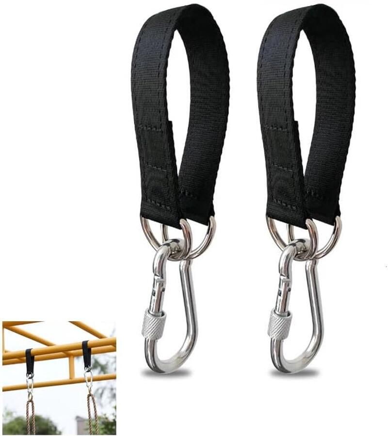 SNQ 2 stuks Schommelriemen Boomschommelriemen Ophangset Voor hangmatten zandzakken schommelstoelen stoelen handgrepen van gymstangen 50 cm Zwart