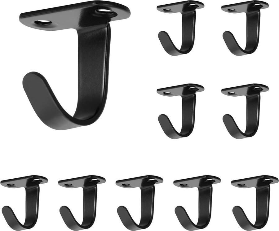 SNQ Kapstokhaak Roestvrij staal 10 stuks 35×25×15mm Plafondhaakmontage Bovenhaak Handdoekhaak Kapstokhaak Voor badkamer- en keukenkastjes Zwart