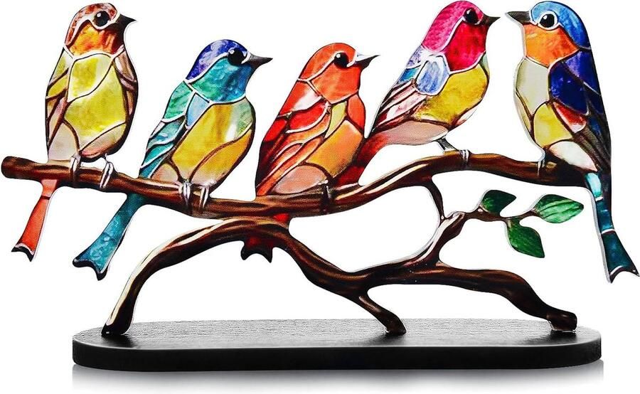 SNQ Kleurrijke vogels ornament acryl vogels beeldje decoratieve ornamenten huisdecoratie cadeau moderne stijl tafelblad vogel decoratie voor woonkamer slaapkamer kantoor desktop kasten
