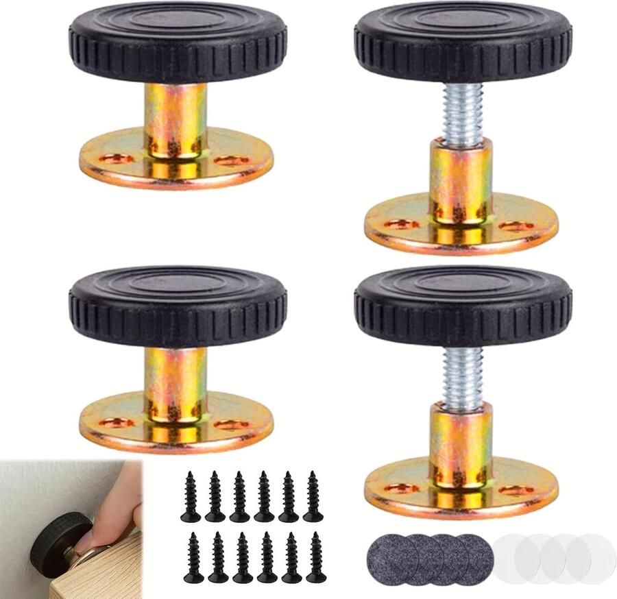 SNQ Meubelpoten 4 stuks 3-4 cm × 4 cm Verstelbaar Extra sterk Stevige dragende schroefpoten Tafelpootverlengstuk Geschikt voor banken tafels en kasten Zwart