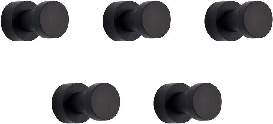 SNQ Zelfklevende haken- robuuste muurhaken- handdoekhaken voor aan de wand van badkamer- keuken- deur- kast- messing 5 stuks (zwart)