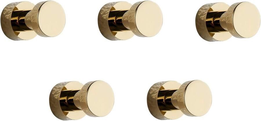 SNQ Zelfklevende haken- robuuste muurhaken- handdoekhaken voor aan de wand van badkamer- keuken- deur- kast- messing 5 stuks (goud)