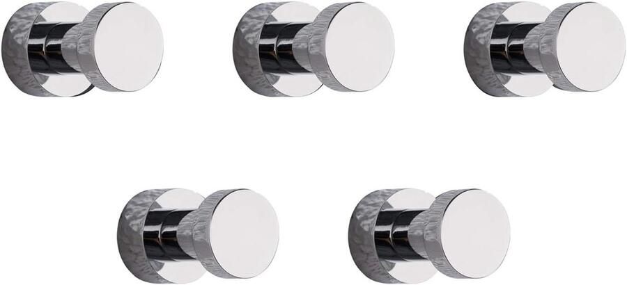 SNQ Zelfklevende haken- robuuste muurhaken- handdoekhaken voor aan de wand van badkamer- keuken- deur- kast- messing 5 stuks (zilver)