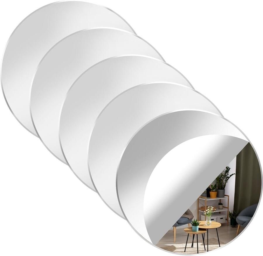 SNQ Zelfklevende Spiegel 5 Stukke 10 Cm Rond Acryllijm Decoratieve Wandspiegel Voor Badkamer Woonkamer Slaapkamer Garderobe