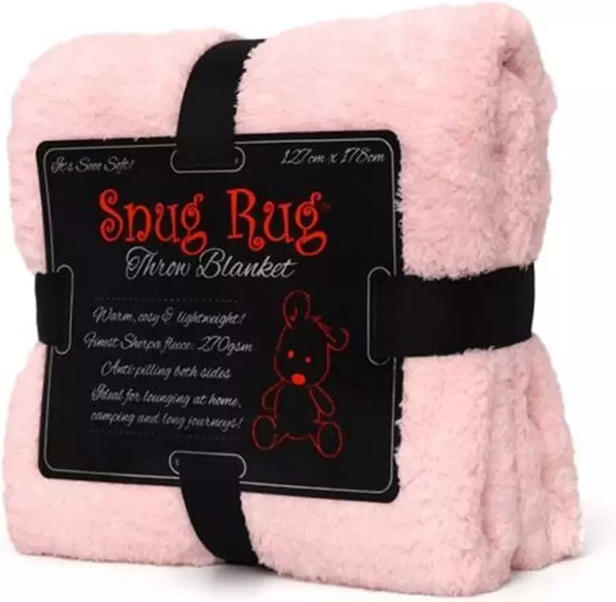Snug Rug Sherpa Fleece deken Plaid Woondeken Plaids Dekens Roze dekbed sprei bedsprei dekentje bank dekentjes blanket spreien knuffeldeken voor volwassenen kinderen 1 persoons tv kleed woonkamer bed couch zacht cover woondekens