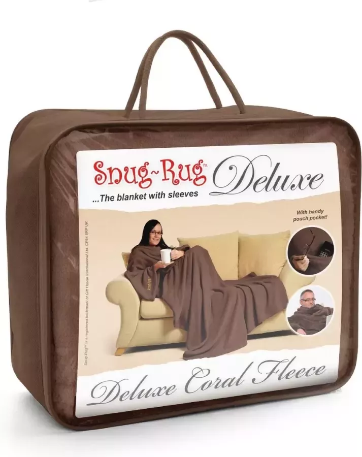 Snug Rug Snug-Rug Deluxe Deken met Mouwen Volwassen Chocolade TV Deken Plaid Warmte deken grand foulard bank