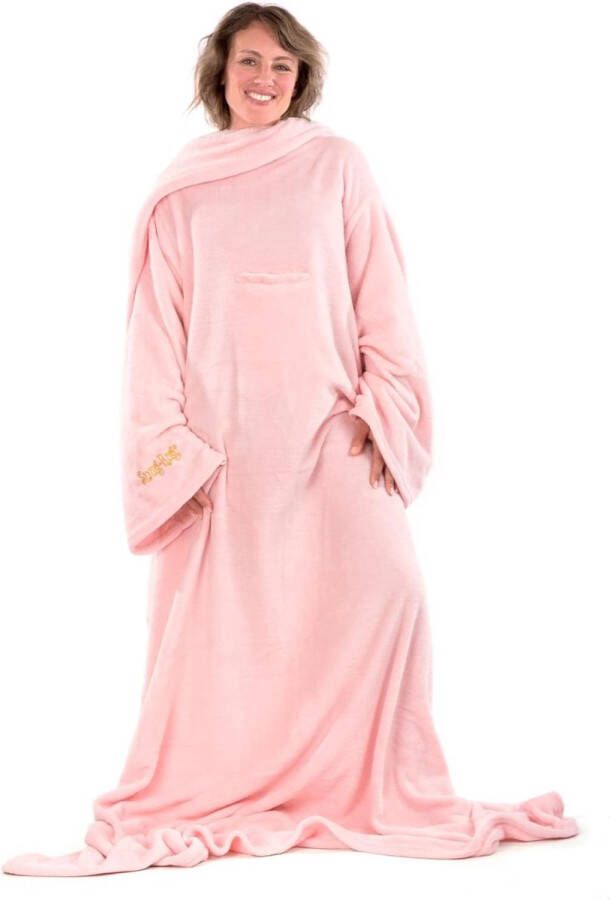 Snug Rug Snug-Rug Deluxe Roze Fleece Deken Met Mouwen TV Deken Plaid Warmte deken voor op de bank