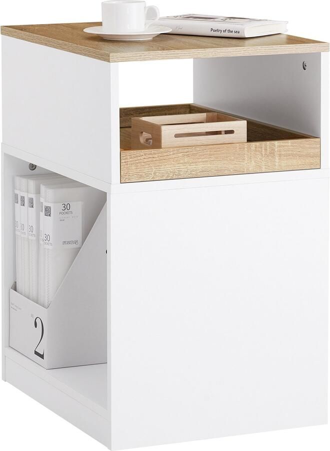 SoBuy ASK08-WN Printertafel met wieltjes archiefkast printtafel printerstandaard rolcontainer opbergkast