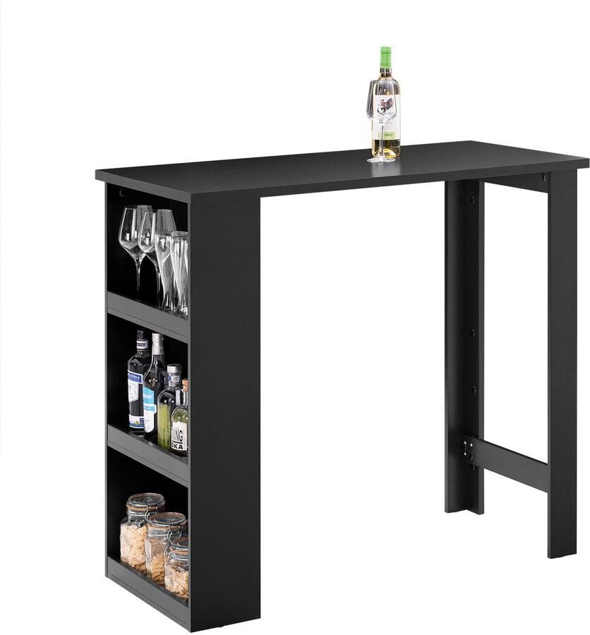 SoBuy Bartafel Hoge Keukentafel Statafel voor Kleine Ruimtes Bar voor Keuken Woonkamer Kantoor of Koffiebar Zwart 112 x 57 x 106 cm FWT17-II-SCH