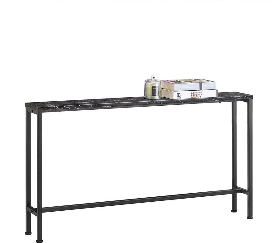 SoBuy Console Tafel Bijzettafel Sidetable Wandtafel Haltafel 120x65x20cm Zwart Marmerlook Blad Metaal FSB19-SCH Voor Entree Woonkamer Kantoor
