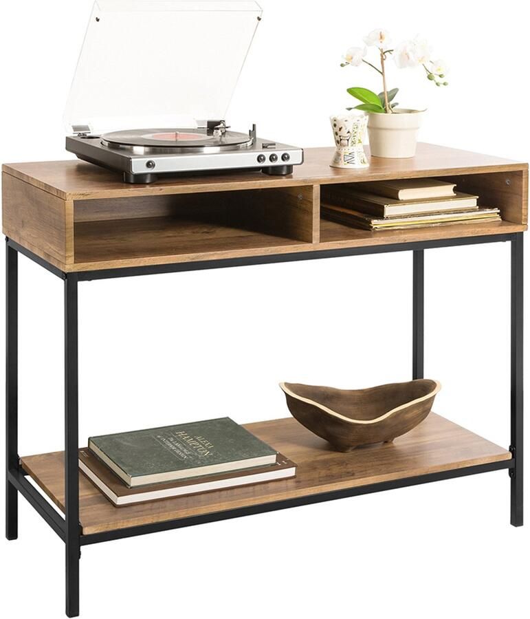 SoBuy Console Tafel Entreetafel Bijzettafel Wandtafel Haltafel met 2 Opbergvakken 100x40x80cm FSB41-F