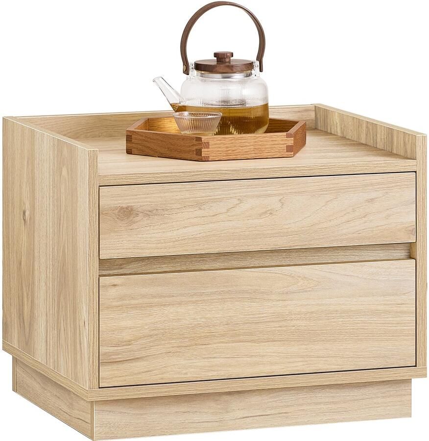 SoBuy FBT153-N Nachtkastje Houtcomposiet met 2 Laden 50x40x40 cm