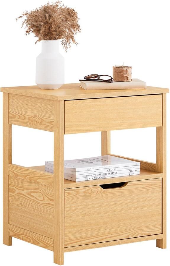 SoBuy FRG258-N Nachtkastje Houtcomposiet met Laden 45x55cm