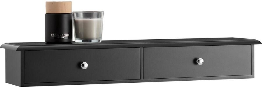 SoBuy FRG43-SCH Wandkast Badkamer Zwart Houtcomposiet met Laden & Plank