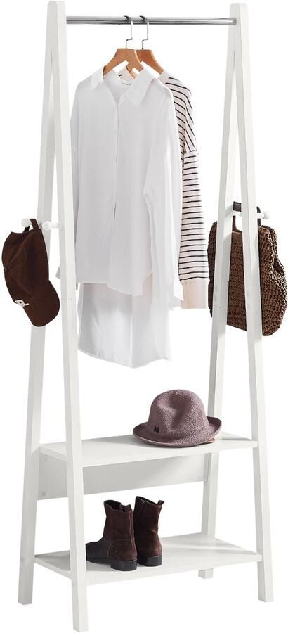SoBuy FRG59-W Kledingrek Wit Houten Kapstok voor Entree