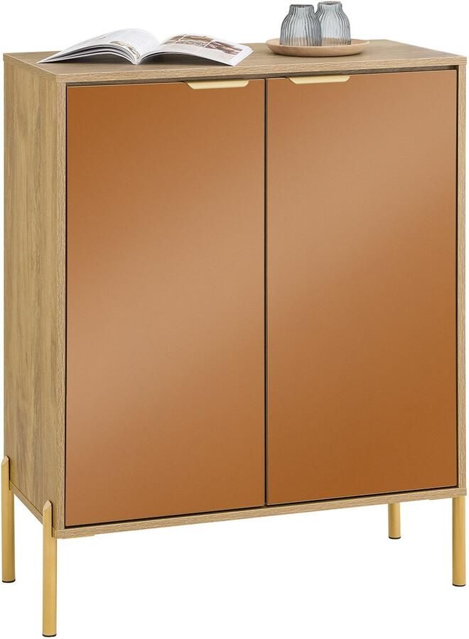 SoBuy FSB96-G Entreekast Gouden Metal Keukenkast met 2 Deuren & 5 Vakken