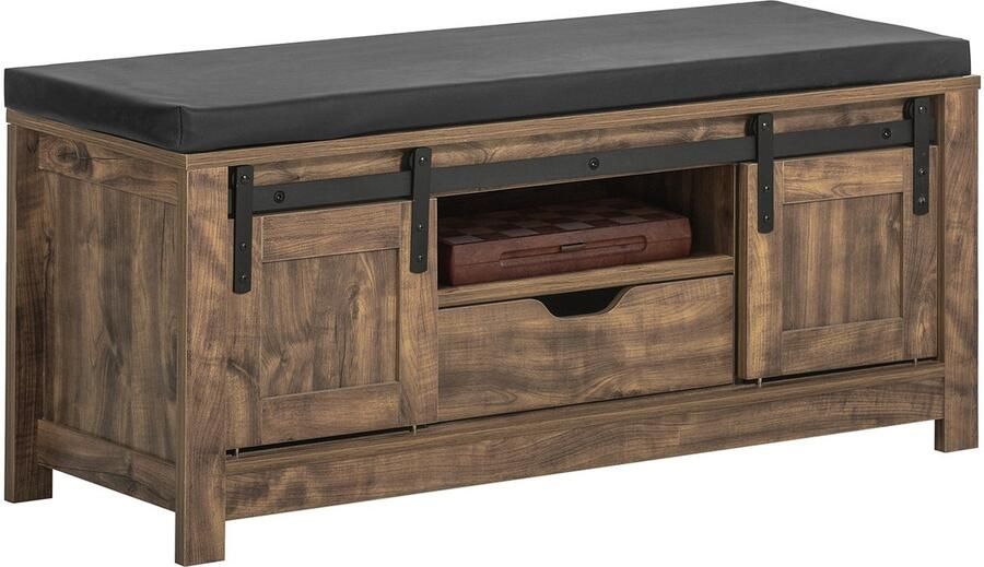 SoBuy FSR118-N Schoenenbank Wood Composite Opbergbank met Schuifdeur