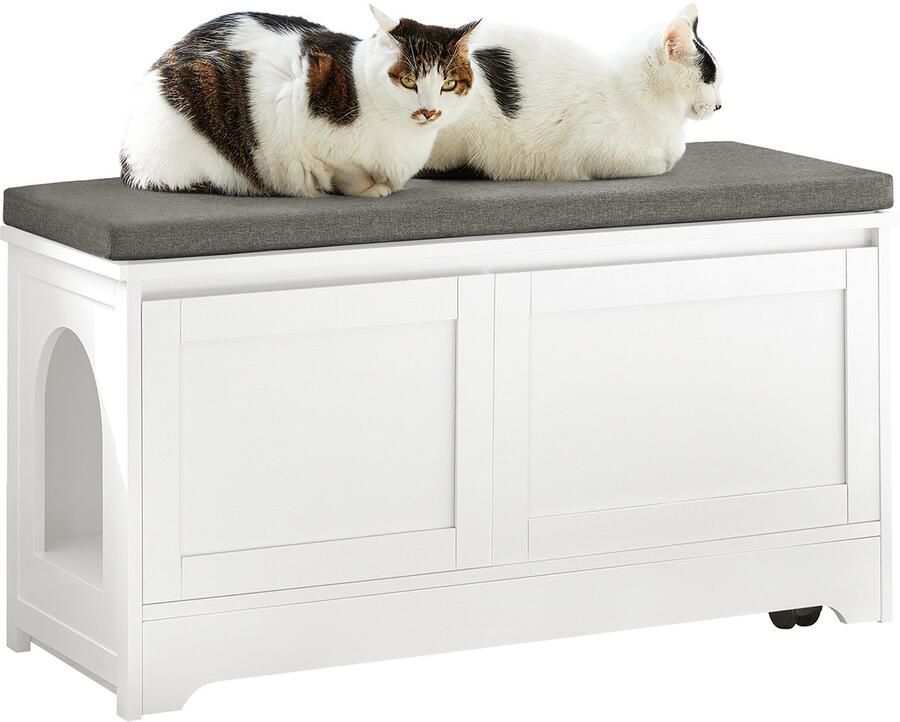 SoBuy FSR136-W Opbergbank Witte Schoenenkast met Bank & Rek