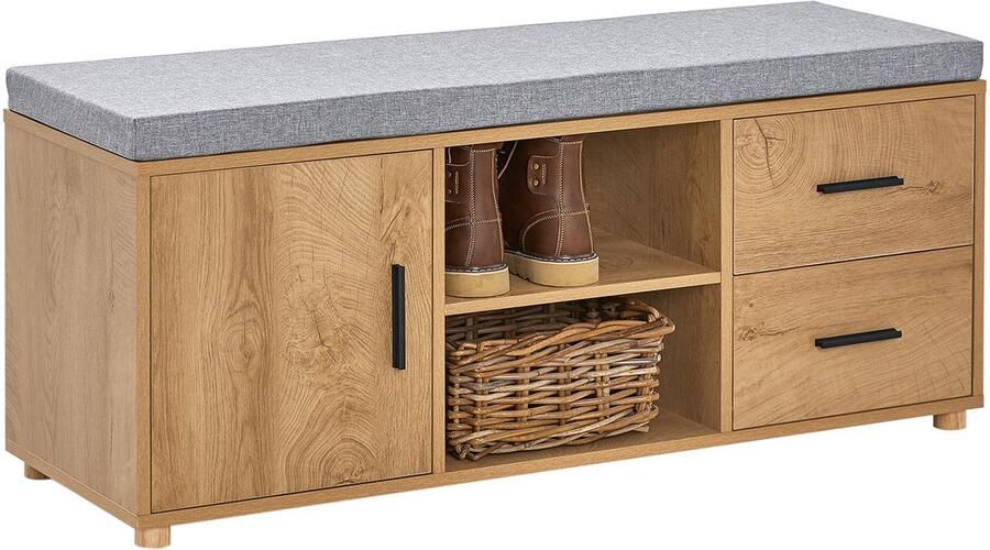 SoBuy FSR148-N Schoenenbank Wood Composite Opbergbank met Planken & Lades