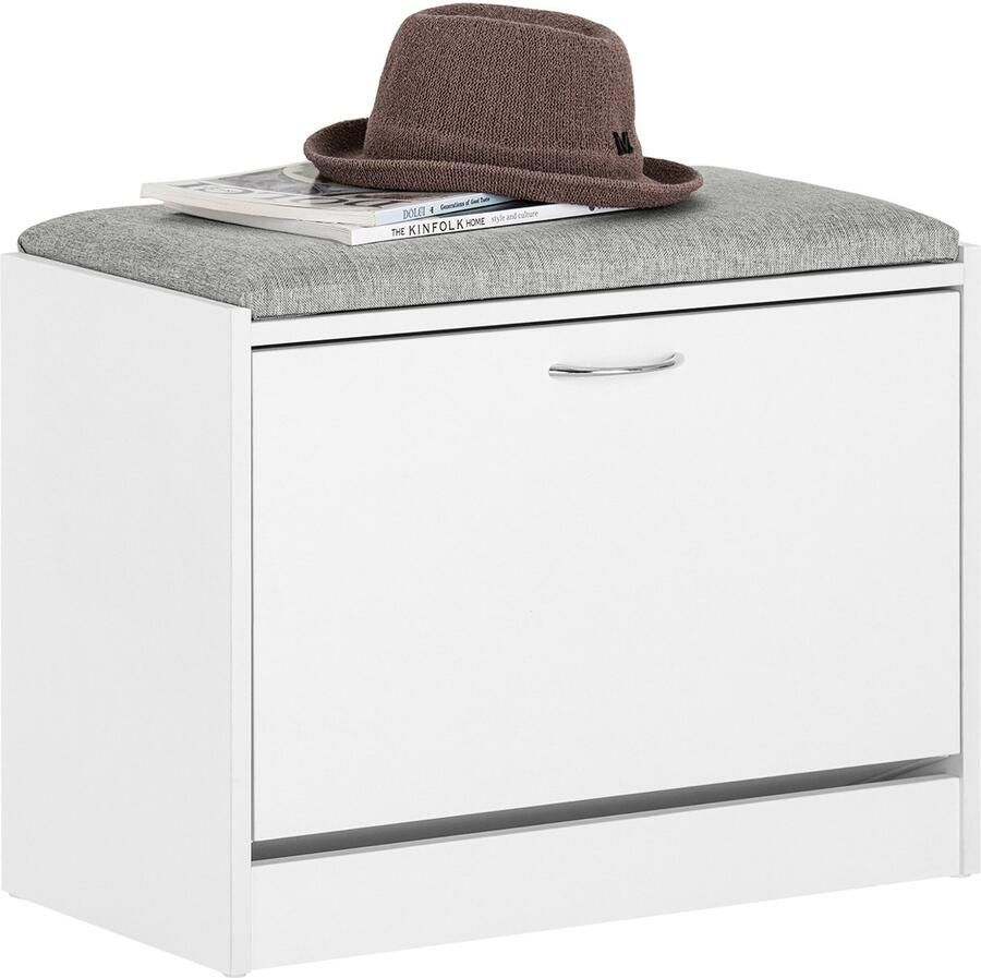 SoBuy FSR16-HG Opbergbank Lichtgrijs Houten Compositie Schoenenrek