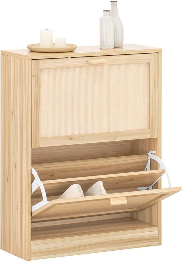 SoBuy FSR160-N Schoenenkast Houtcomposite met 2 Kleppen & Schoenenrek