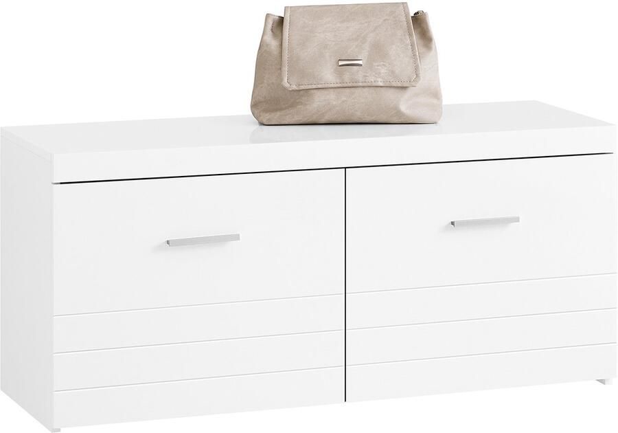 SoBuy FSR178-W Schoenenbank Witte Opbergbank met 2 Deuren