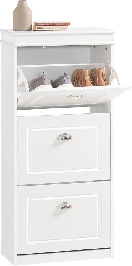 SoBuy FSR94-W Schoenenkast Witte Gangkast van Houtcomposiet