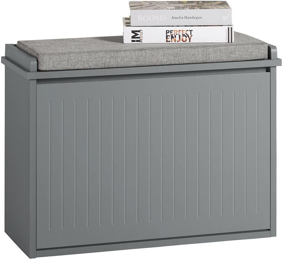 SoBuy FSR98-HG Schoenenbank Grijze Opbergbank met Kussenzitting