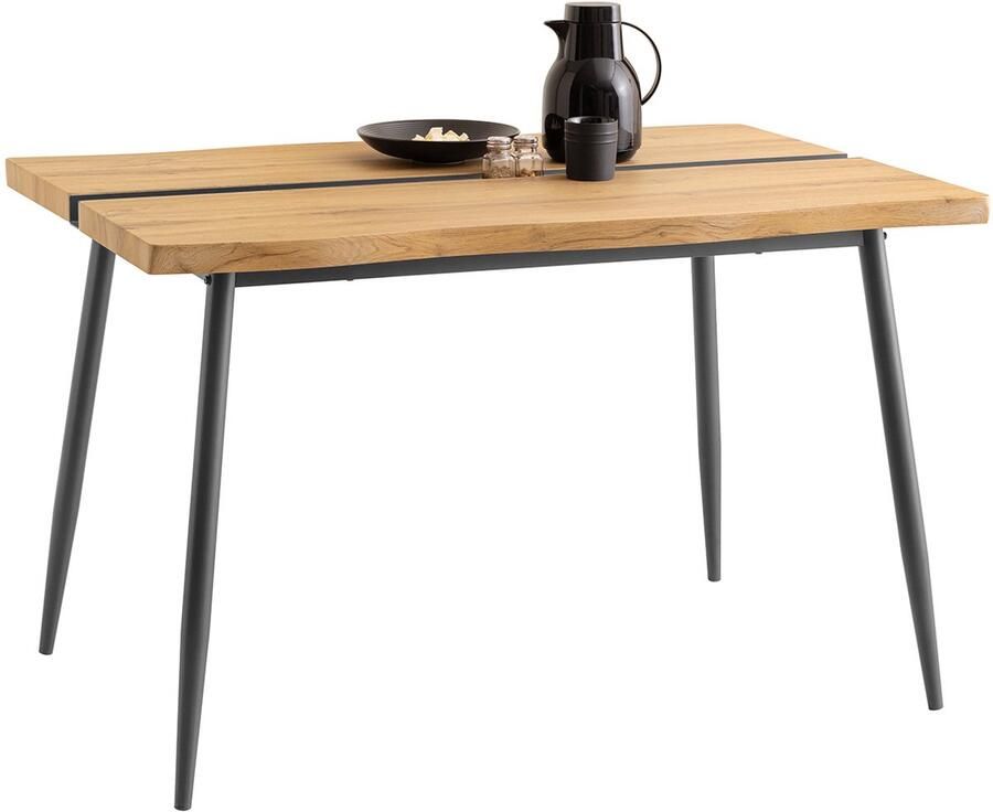 SoBuy FWT110-N Eettafel Zwart Houten Keukentafel met Krukken