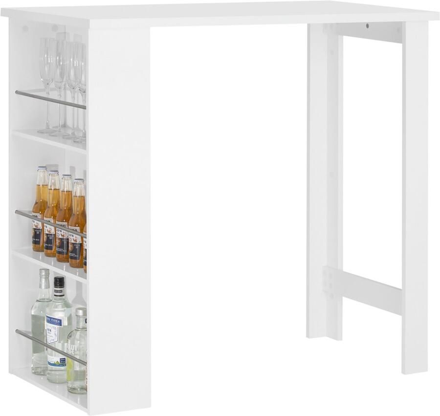 SoBuy Bartafel Hoge Keukentafel Statafel voor Kleine Ruimtes Bar voor Keuken Woonkamer Kantoor of Koffiebar Wit 112 x 57 x 106 cm FWT17-II-W - Foto 2