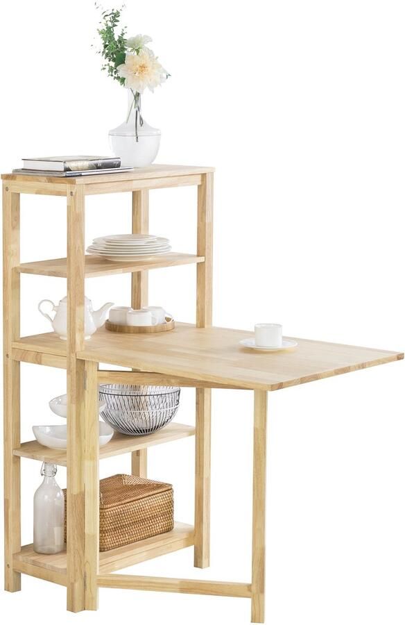 SoBuy FWT70-N Eettafel Opklapbaar met Zijplanken Massief Hout